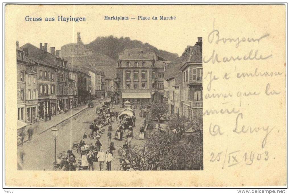 Carte Postale Ancienne de HAYANGE-Place du marché