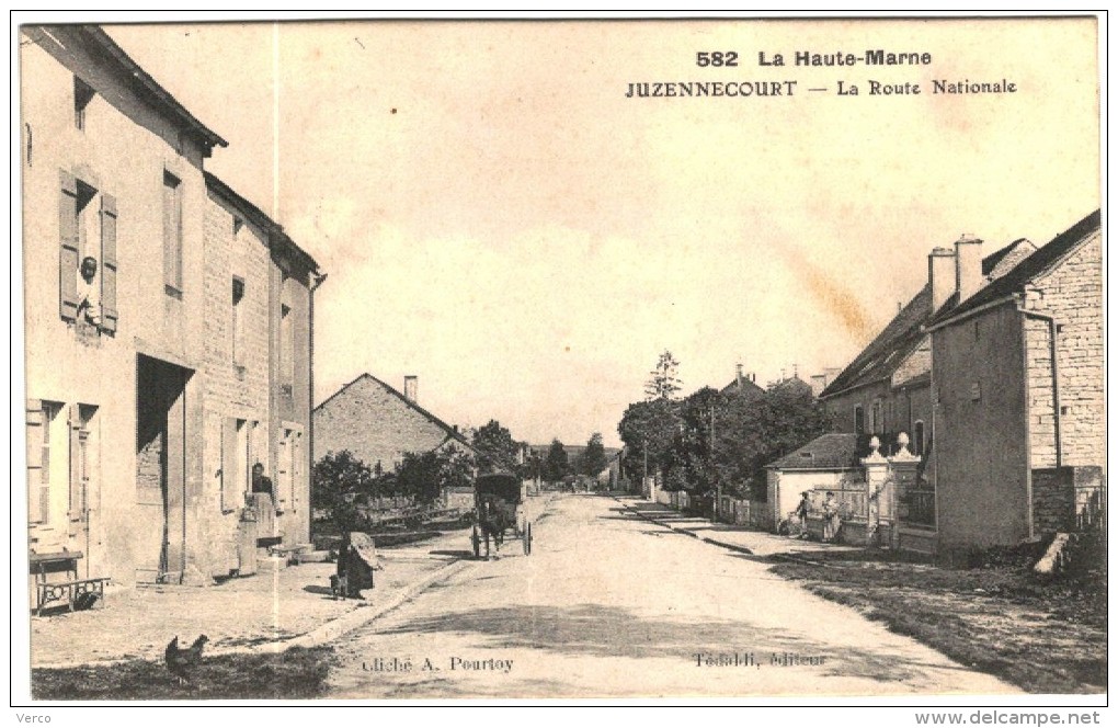 CARTE POSTALE ANCIENNE DE JUZENNECOURT -  582  LA ROUTE NATIONALE