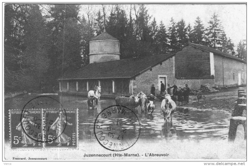 CARTE POSTALE ANCIENNE DE JUZENNECOURT -  L'ABREUVOIR