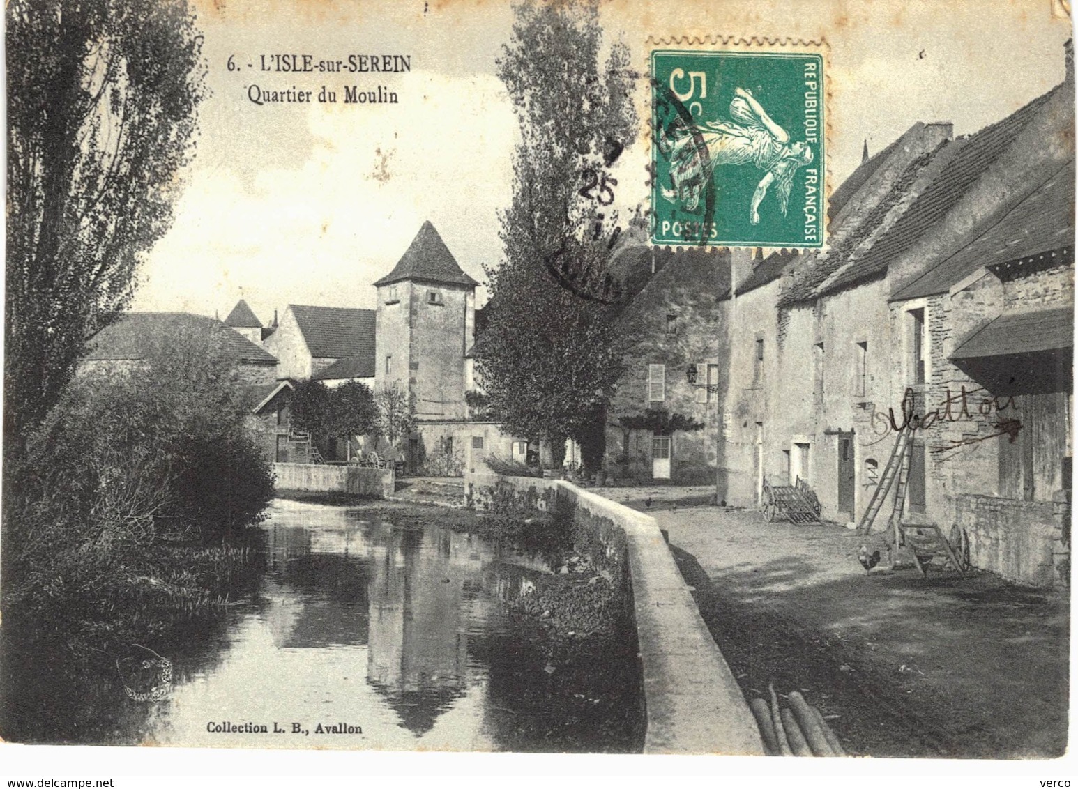 Carte Postale ANCIENNE  de  L'ISLE  sur  SEREIN - Quartier du Moulin