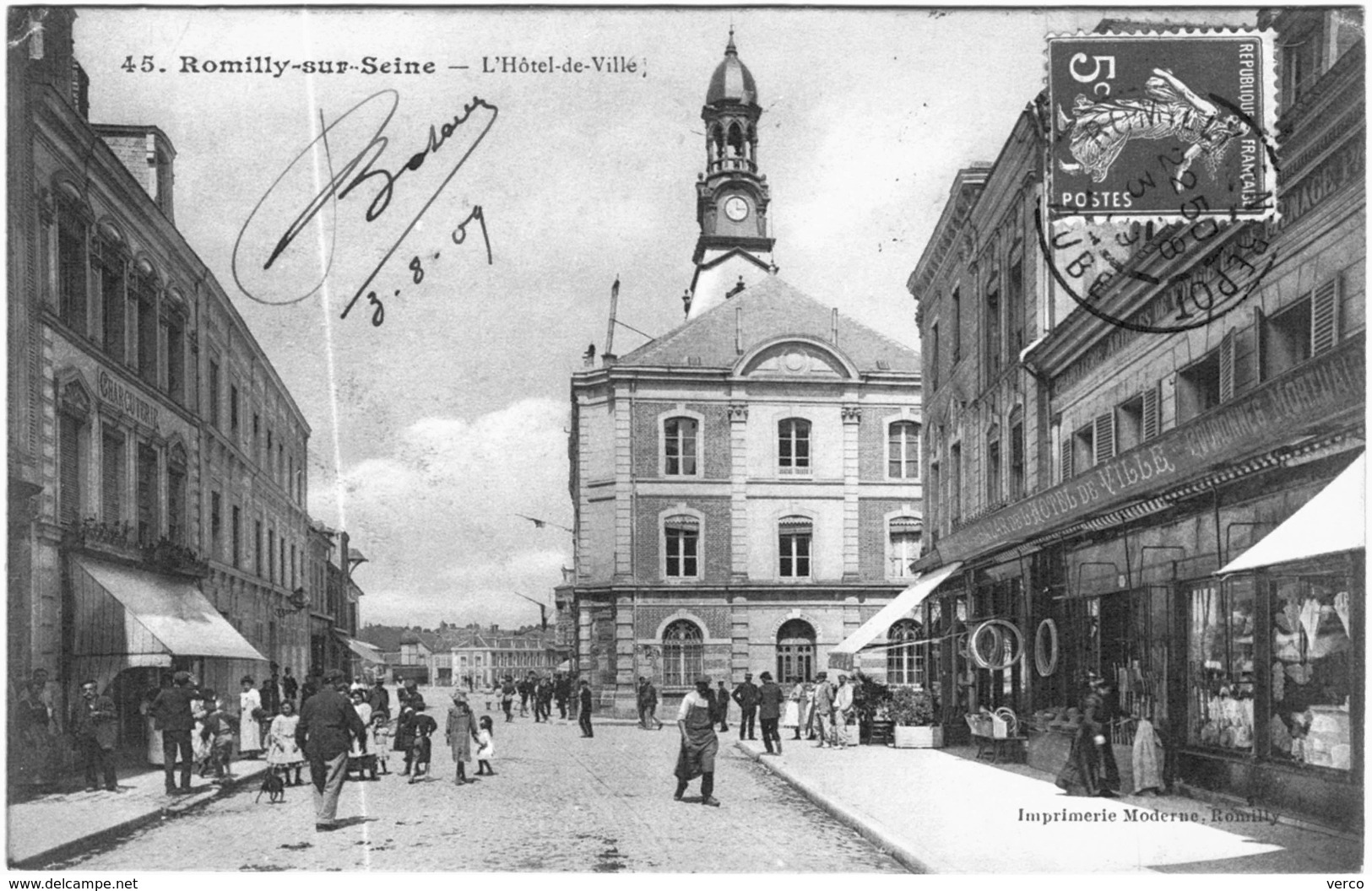 Carte Postale Ancienne de ROMILLY SUR SEINE-L'Hôtel de Ville