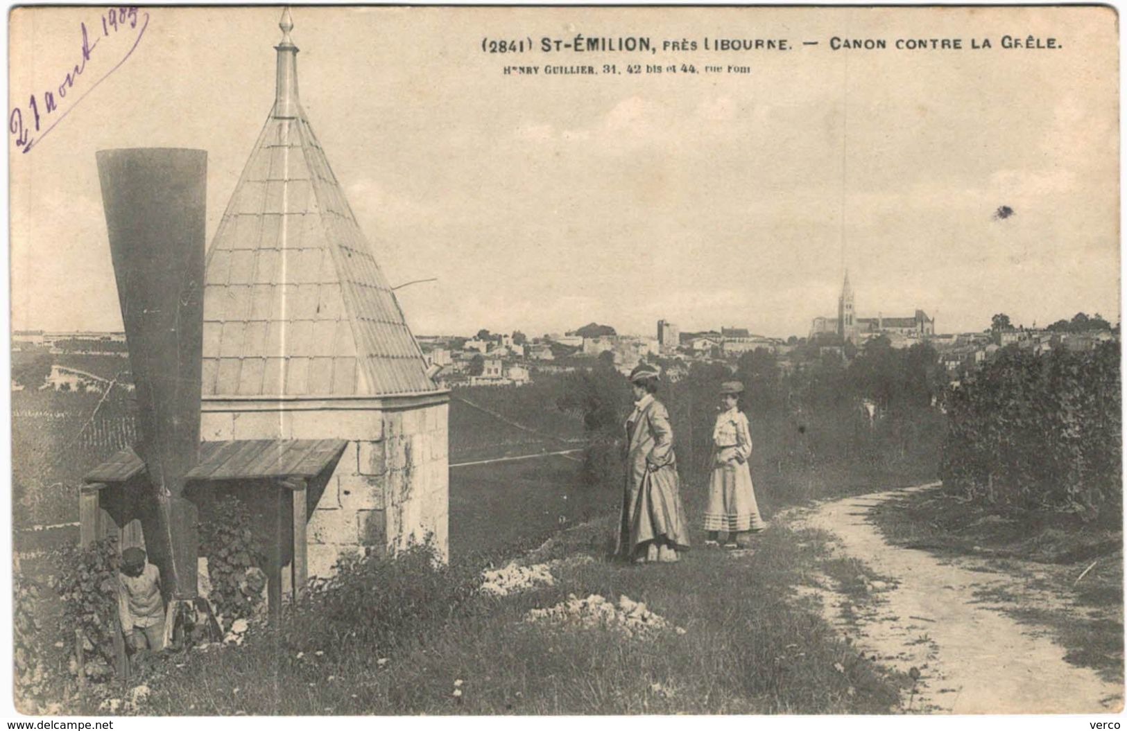 Carte Postale Ancienne de SAINT EMILION près LIBOURNE-Canon contre la Grêle