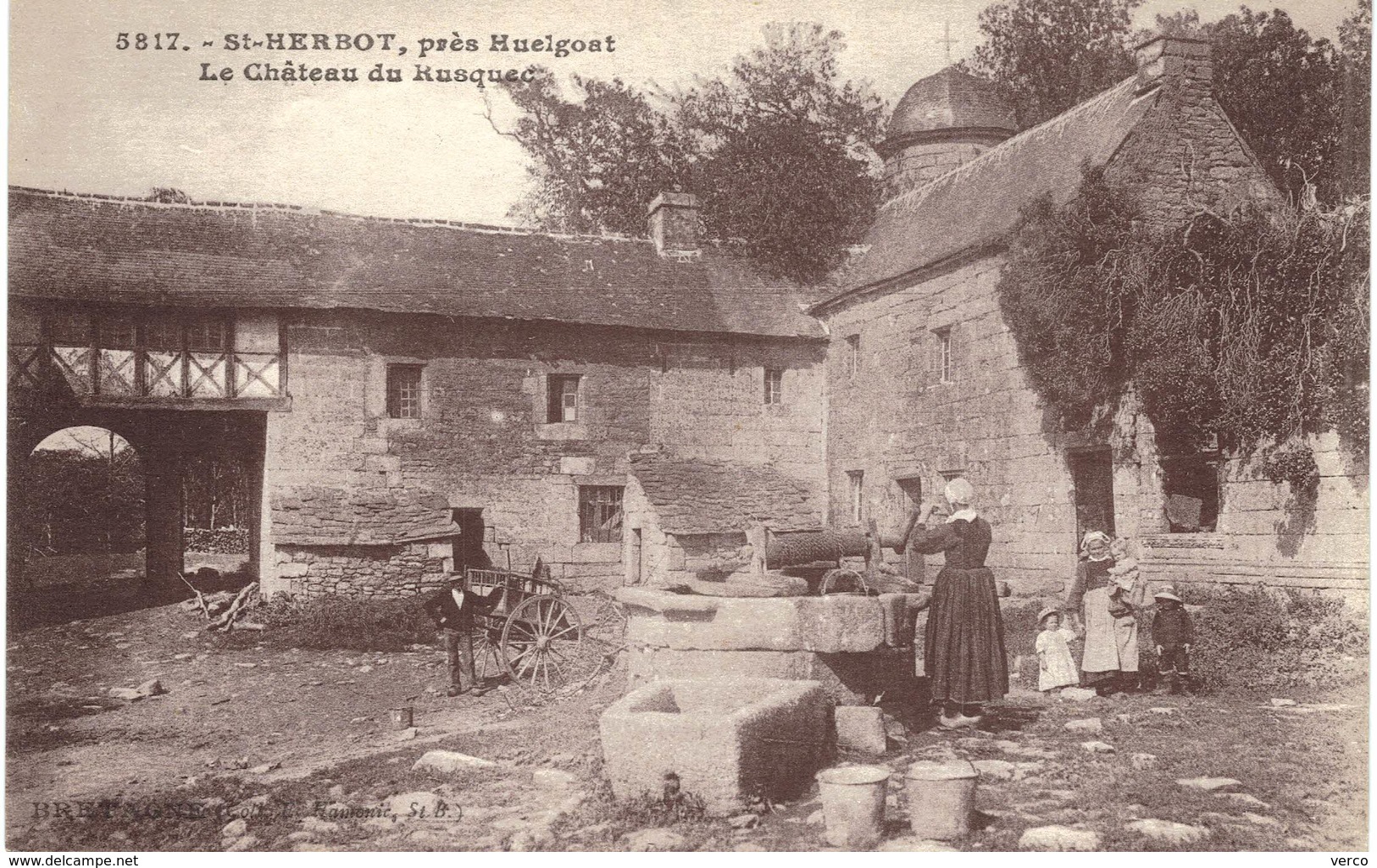 Carte  POSTALE   Ancienne de  SAINT  HERBOT - Château de Rusquec