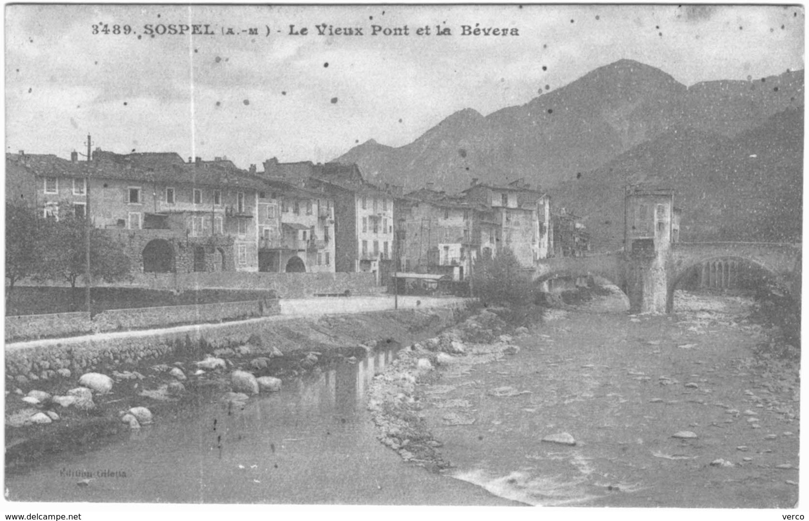 Carte Postale Ancienne de SOSPEL- Le vieux Pont et la Bévera