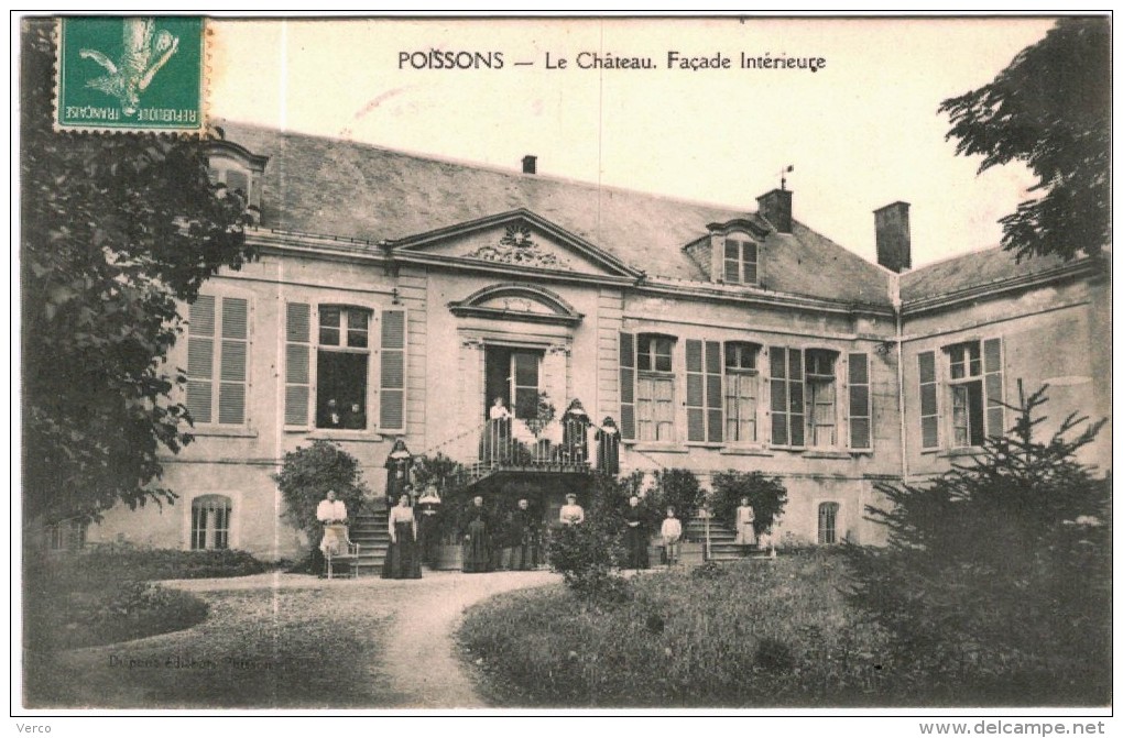 CARTE POSTALE DE POISSONS  -   LE CHATEAU FACADE INTERIEURE