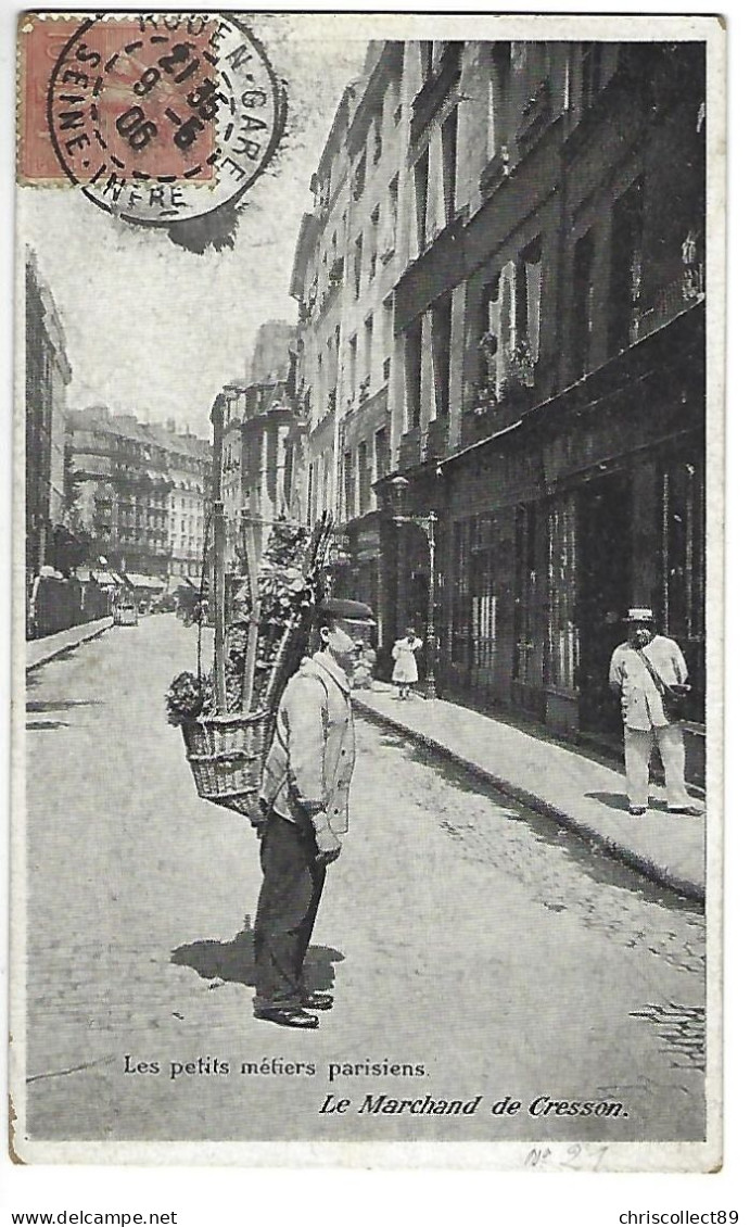 Carte Postale : Les Petits Métiers Parisiens .  Le Marchand de Cresson