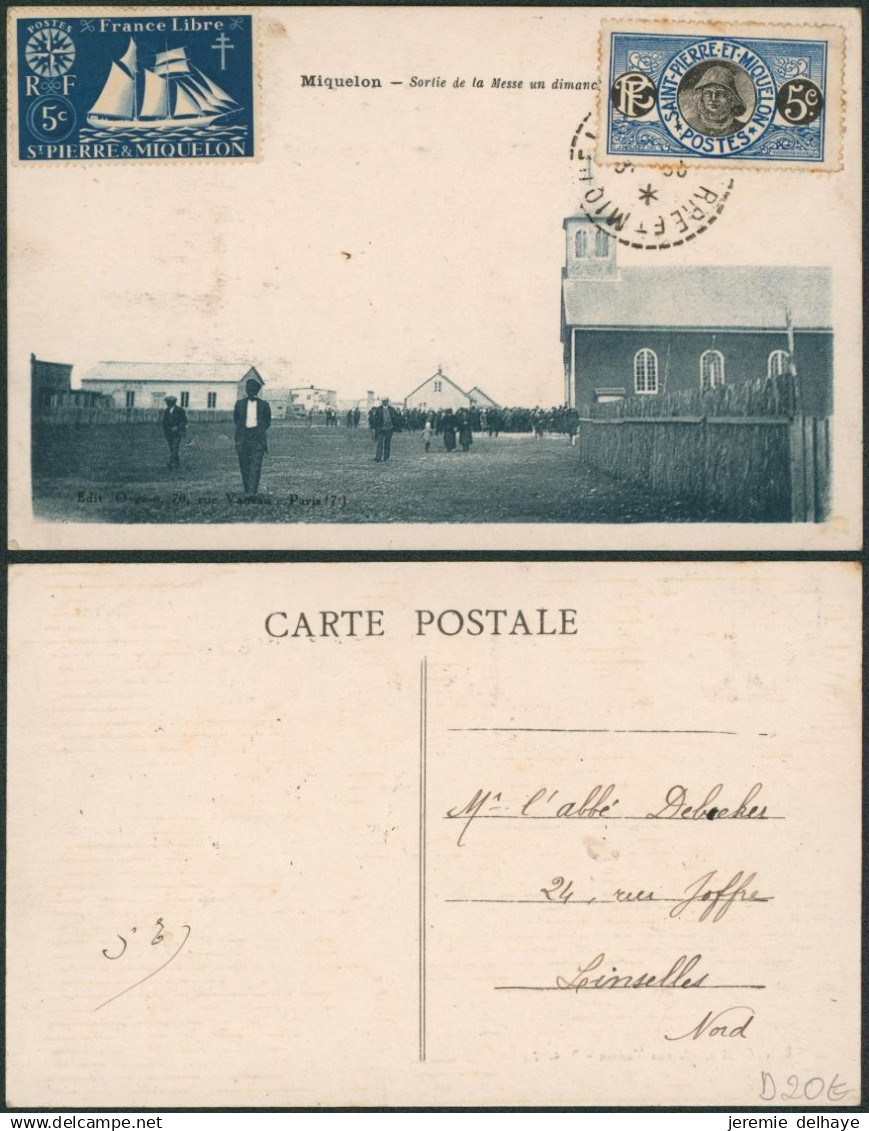 Carte postale - Miquelon : sortie de la messe un dimanche (Edit. Paris 7e) / Voyagée