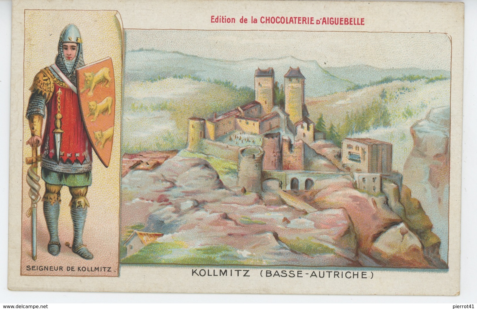 Carte PUB pour LA CHOCOLATERIE D' AIGUEBELLE (DROME ) - KOLLMITZ - BASSE AUTRICHE