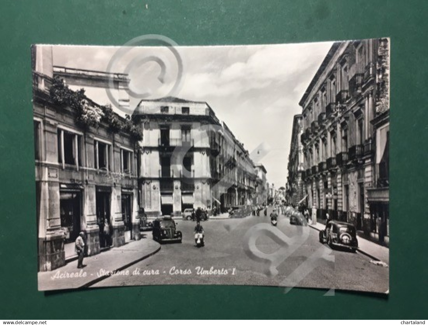 Cartolina Acireale - Stazione di Cura - Corso Umberto I + 1958