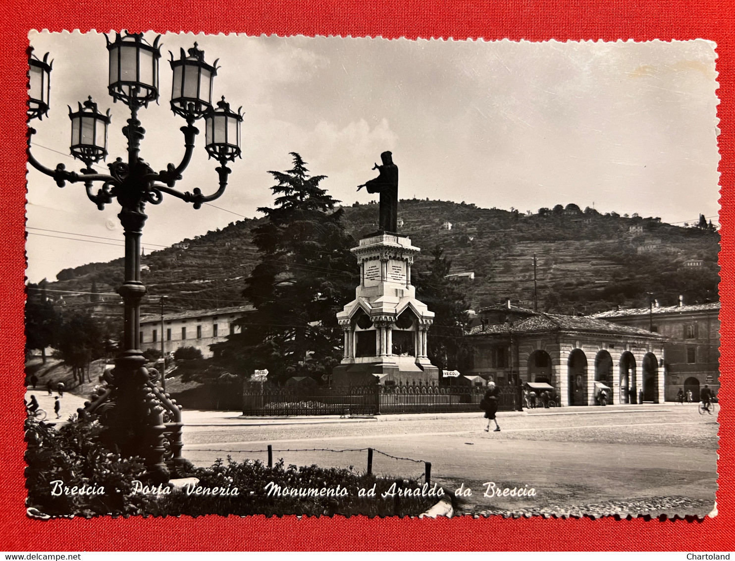 Cartolina - Brescia - Porto Venezia - Monumento ad Arnaldo da Brescia - 1954 ca.