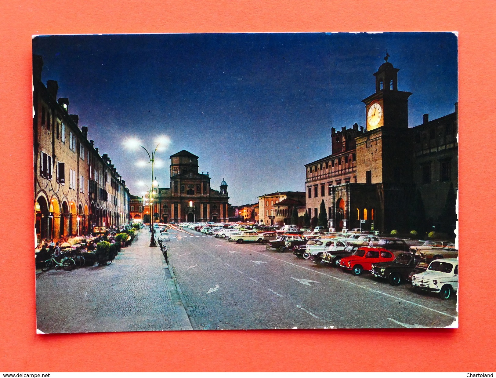 Cartolina Carpi - Piazza Martiri - Notturno - 1965