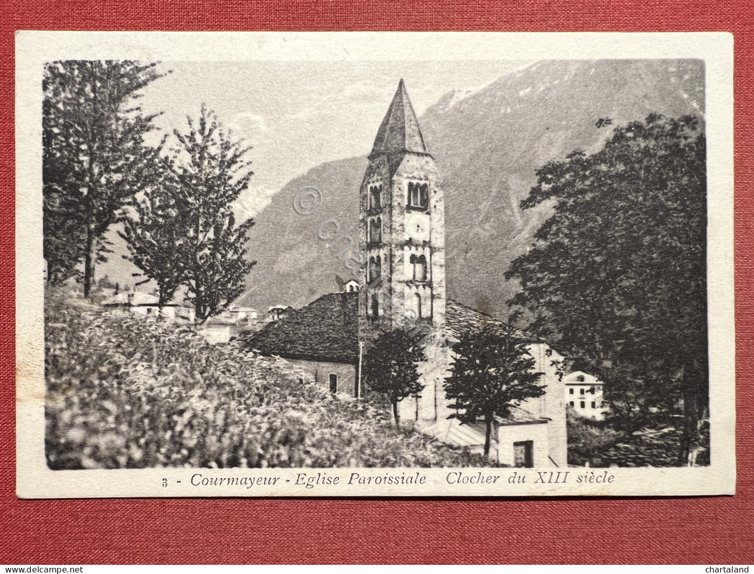 Cartolina - Courmayeur ( Val d'Aosta ) - Eglise Paroissiale - Clocher - 1918