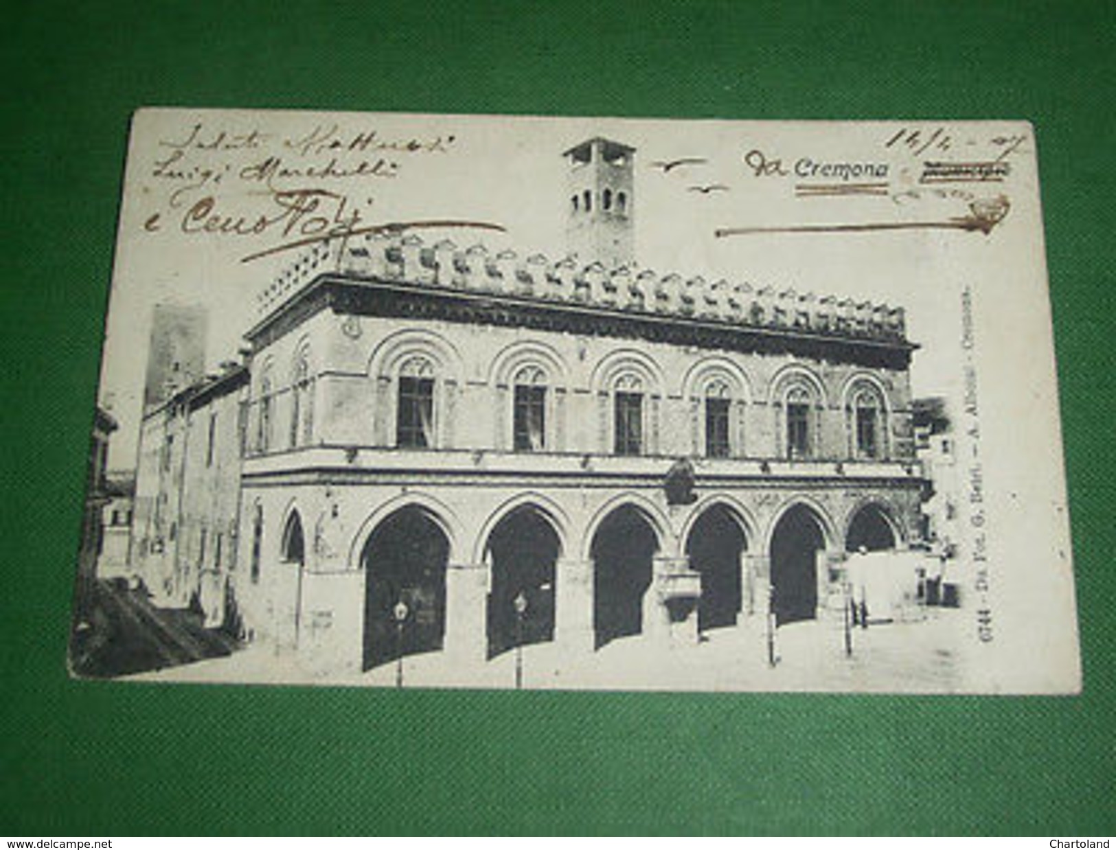 Cartolina Cremona - Municipio 1907