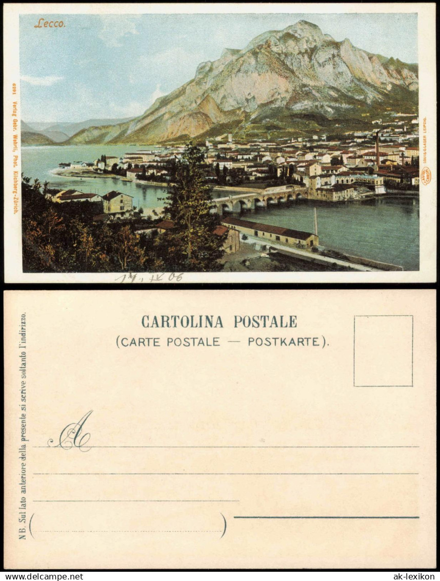 Cartolina Lecco Leck Panorama Lecco 1906