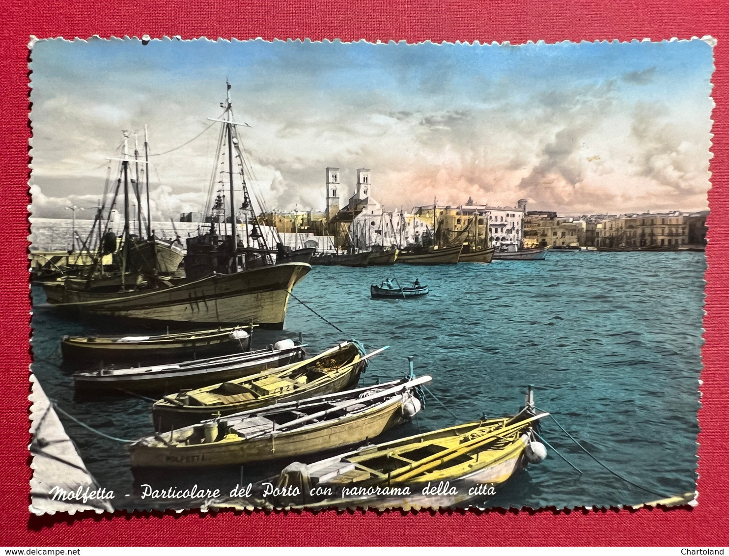 Cartolina - Molfetta - Particolare del Porto con Panorama della Città - 1952