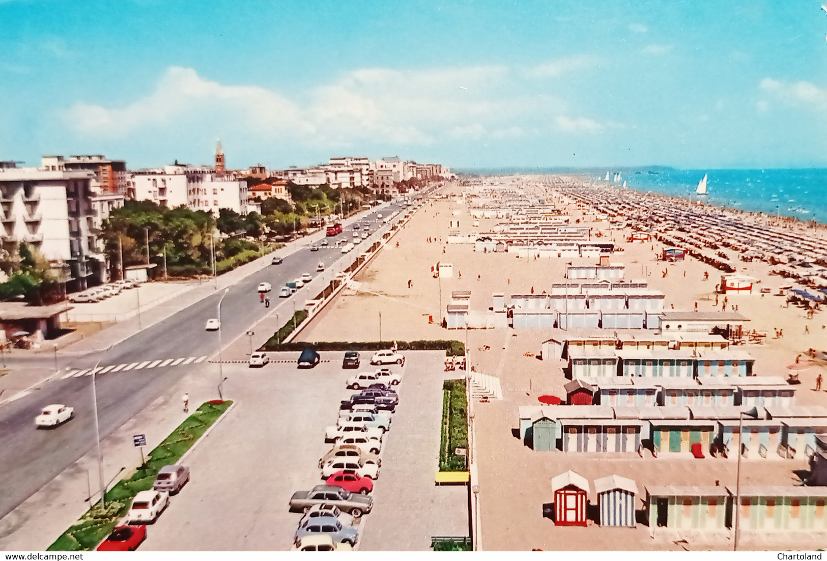 Cartolina - Rimini - Riviera di Rimini - Panorama della Spiaggia - 1960