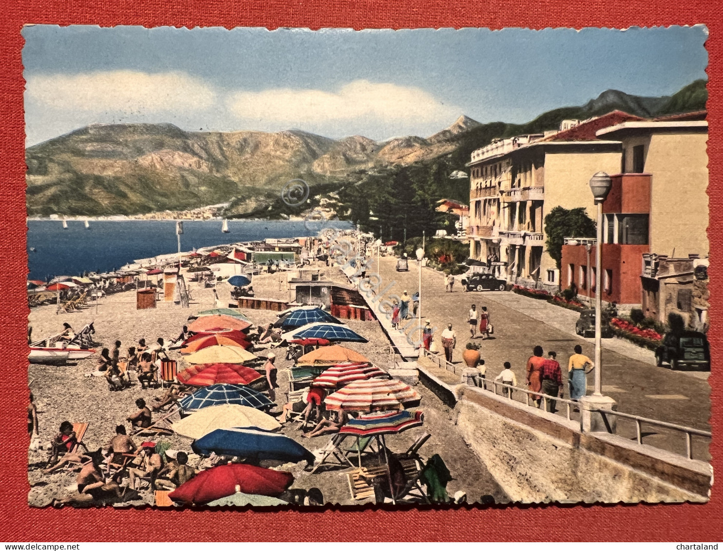 Cartolina - Riviera dei Fiori - Bordighera - Hotel Parigi e Lungomare - 1956