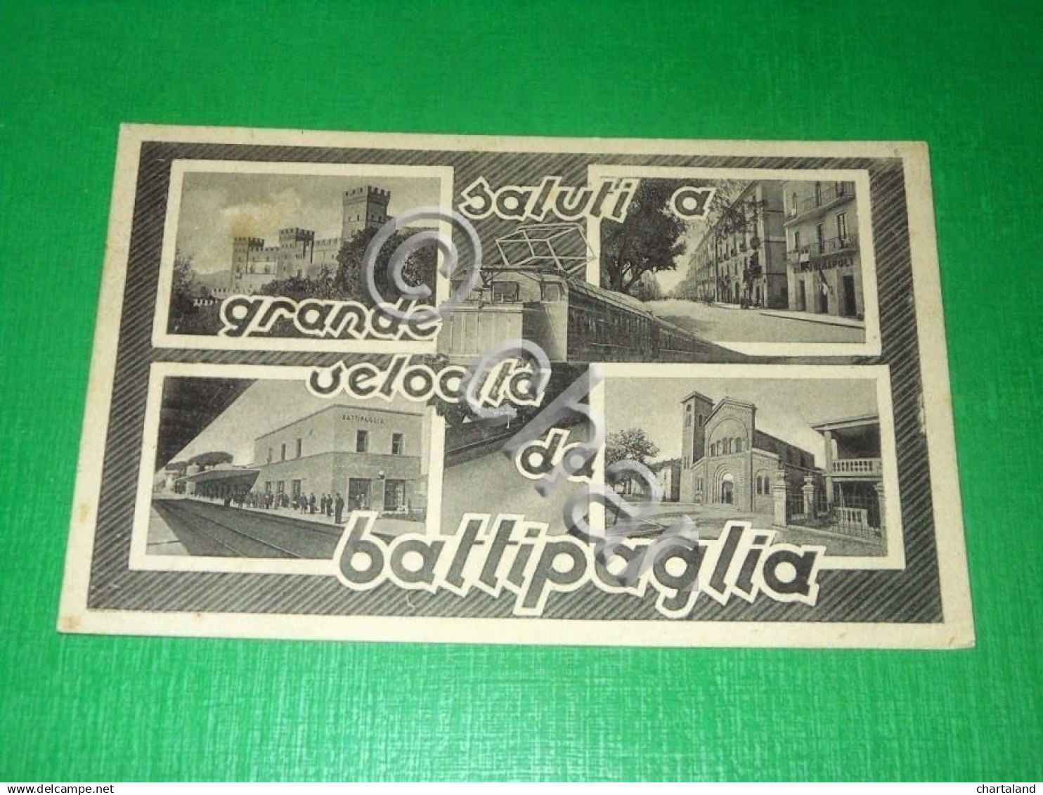 Cartolina Saluti a grande velocità da Battipaglia ( Salerno ) - Vedute 1940