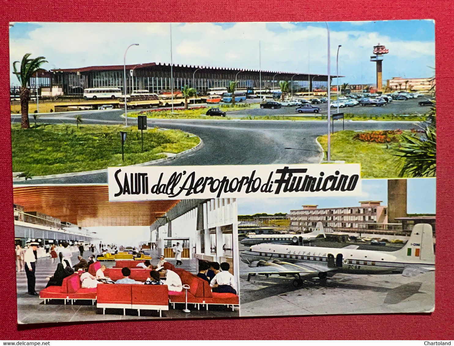 Cartolina - Saluti dall'Aeroporto di Fiumicino - Vedute diverse - 1968