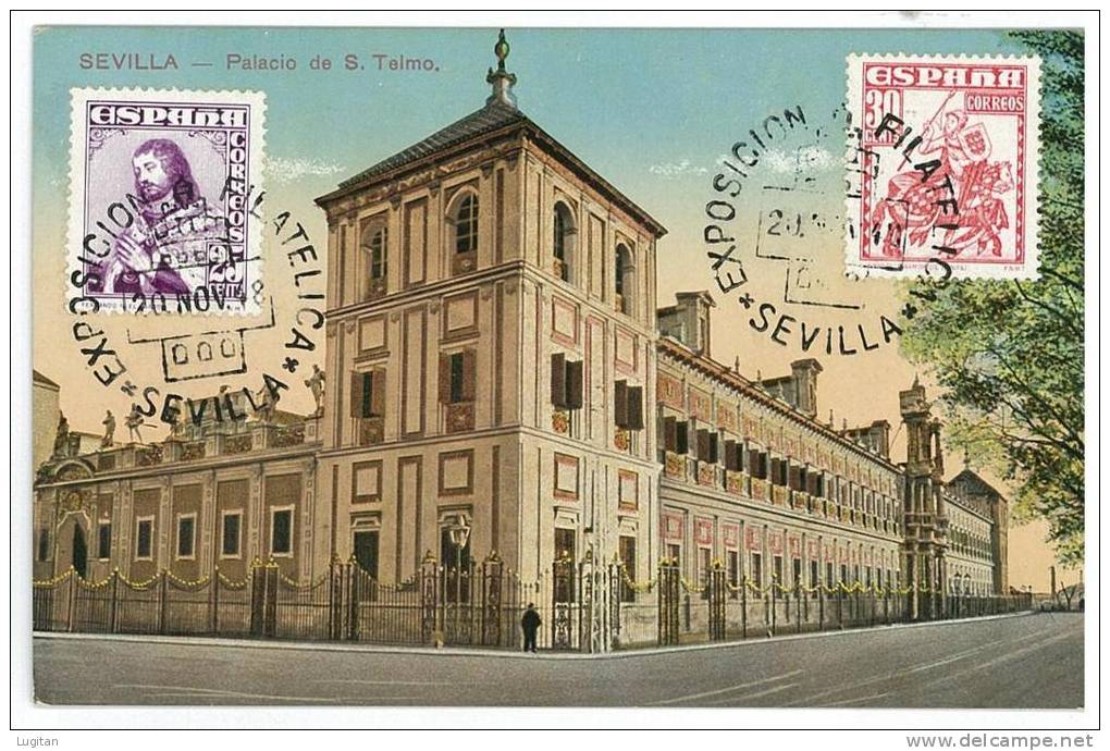 CARTOLINA - SEVILLA - PALAZZO DI SAN TELMO - AFFRANCATA LATO VEDUTA - VIAGGIATA NEL 1948 - SIVIGLIA