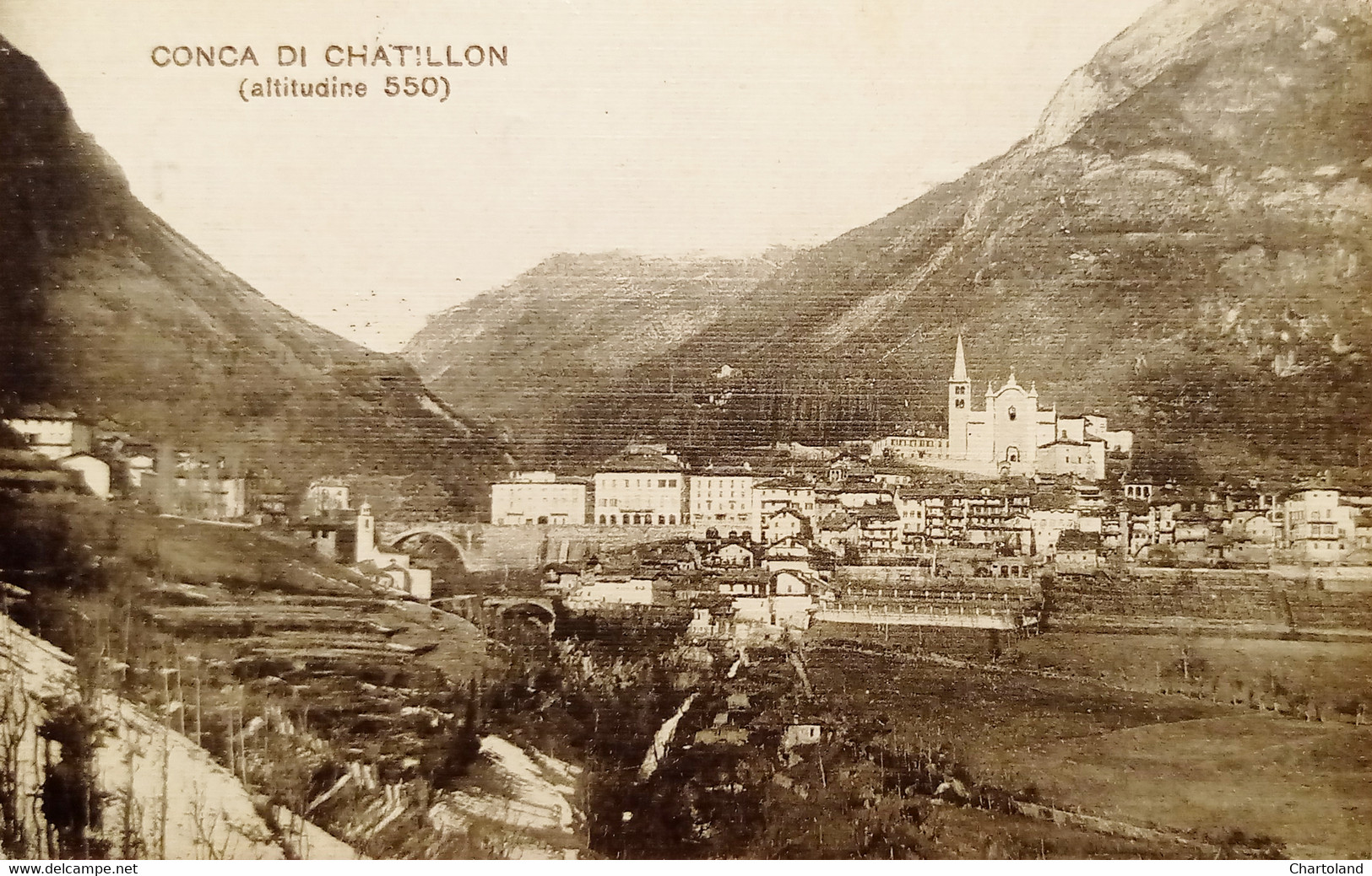 Cartolina - Val d'Aosta - La Conca di Chatillon - 1919