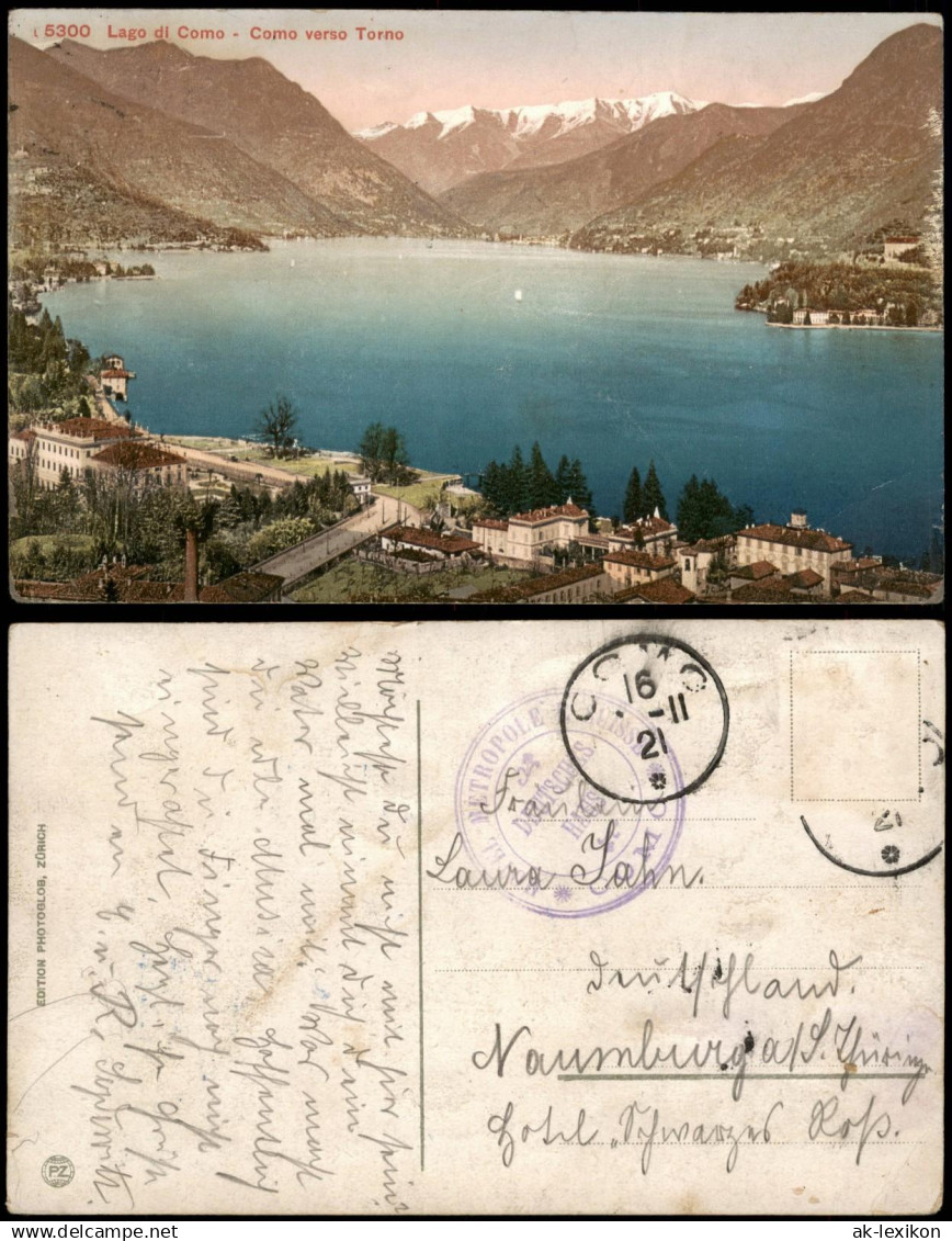 Cartoline Como Lago di Como - Como verso Torno 1921