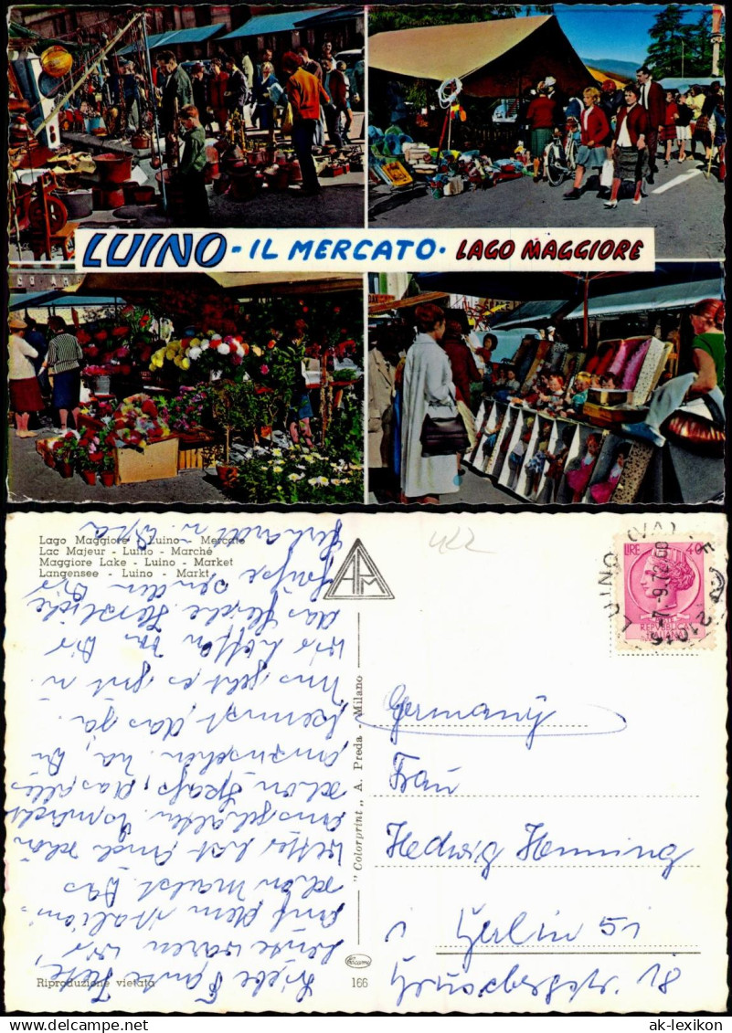 Cartoline Luino LUINO IL MERCATO LAGO MAGGIORE (Mehrbildkarte) 1972