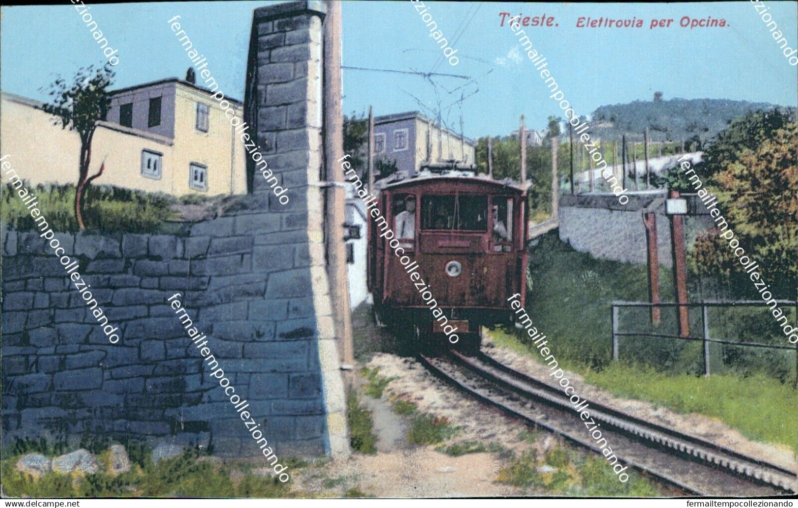 ce16 cartolina trieste elettrovia per opicina opcina friuli venezia giulia 1912