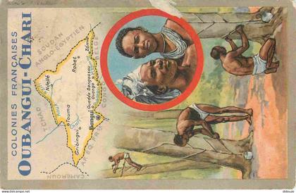 République Centrafricaine - Oubangui-Chari - Carte les Colonie Françaises - illustration - CPA - Voir Scans Recto-Verso