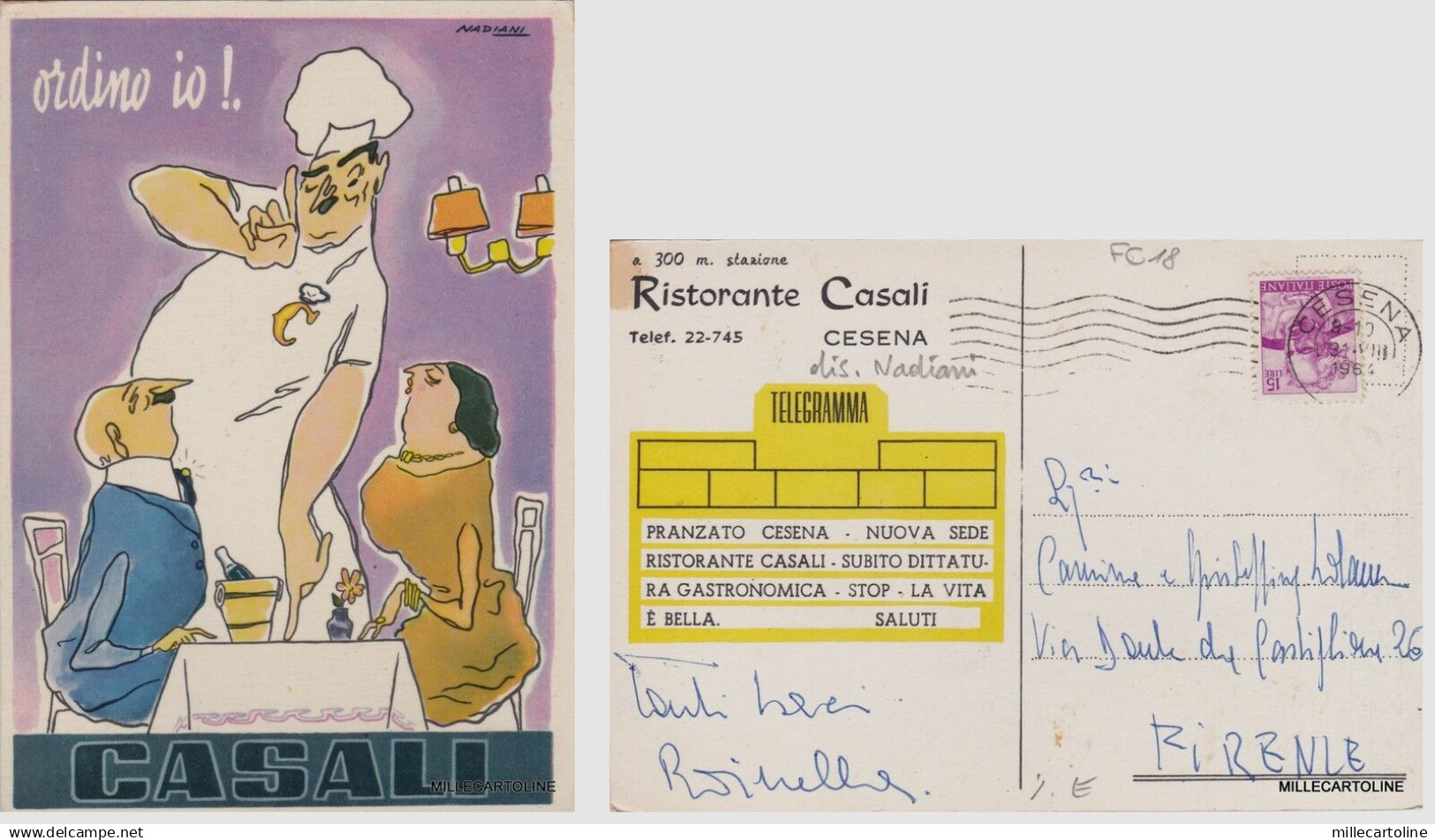 # CESENA: RISTORANTE CASALI dis. NADIANI -  1964