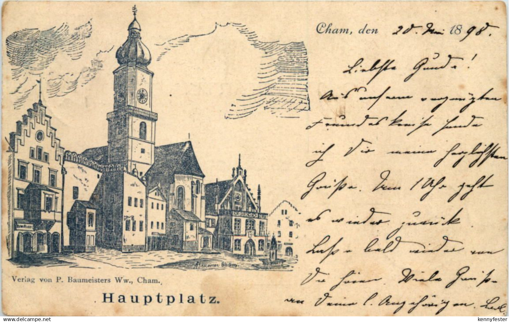 Cham - Hauptplatz - Litho