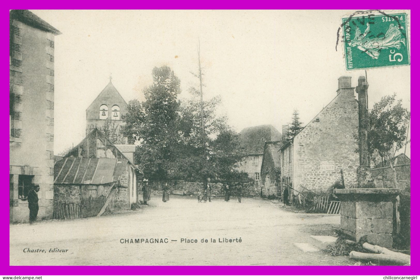 * CHAMPAGNAC - Place de la Liberté - Animée - Edit. CHASTRE - 1910