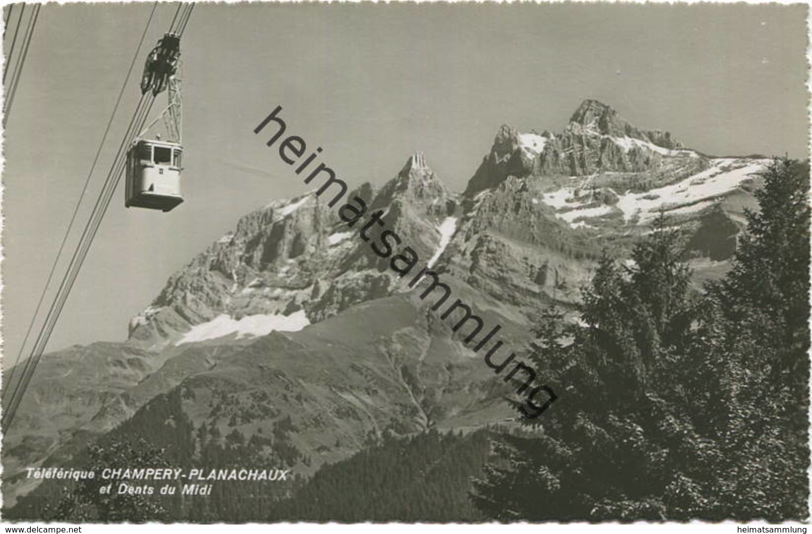 Champéry - Teleferique Seilbahn Champery-Planchaux - Foto-AK - Edition A. Deriaz Baulmes gel. 1946