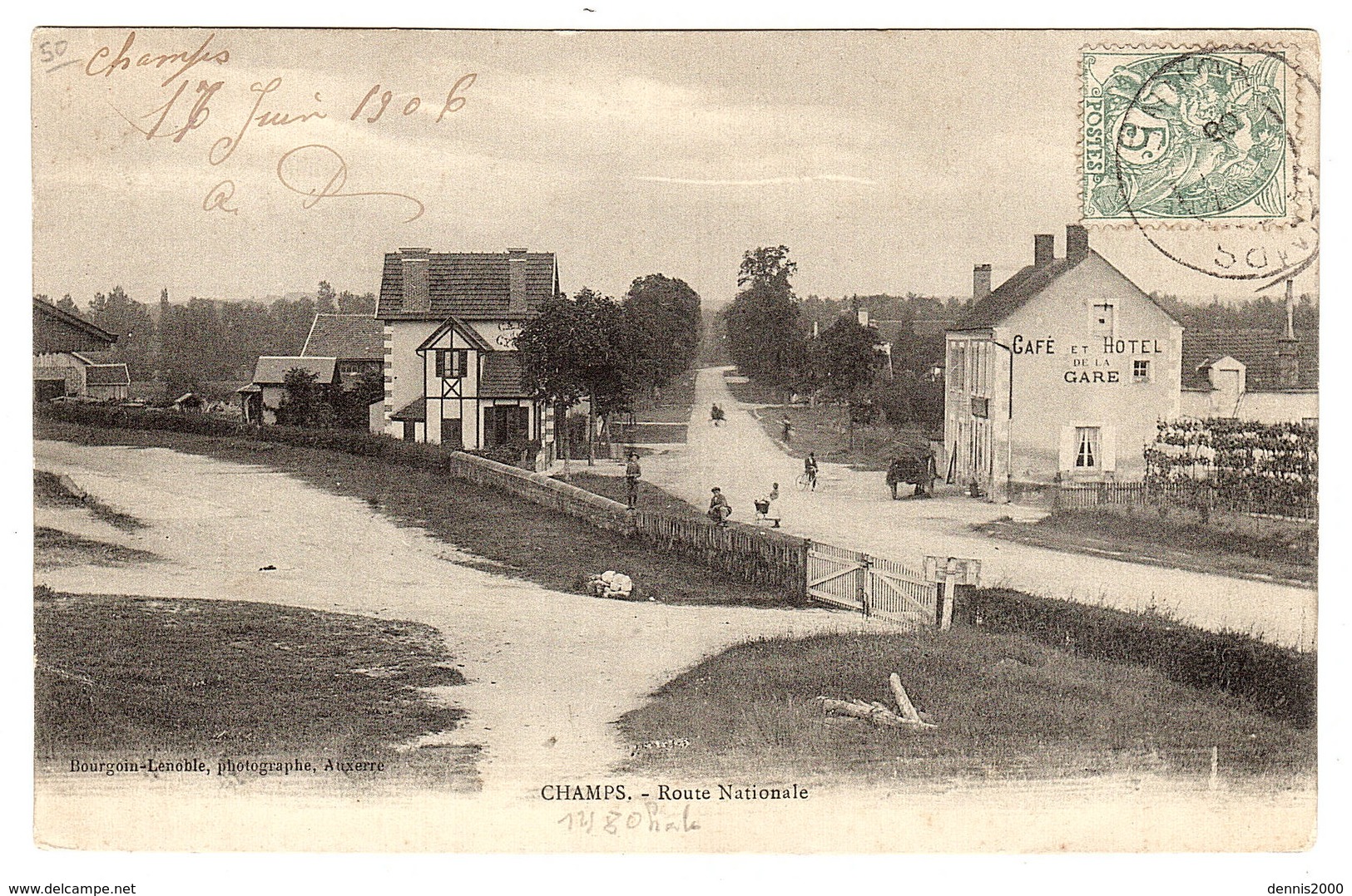 CHAMPS (89) - Champs sur Yonne - Route Nationale - CAFÉ et HÔTEL DE LA GARE - Ed. Bourgoin-Lenoble, Photographe, Auxerre