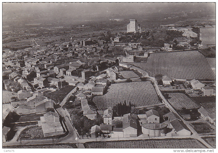 Châteauneuf du Pape 84 - Vue générale aérienne - Cachet Chateauneuf du Pape