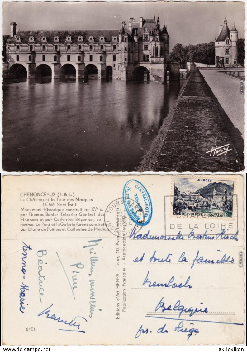 Chenonceaux Außenansicht vom Wasserschloss Chenonceaux 1954