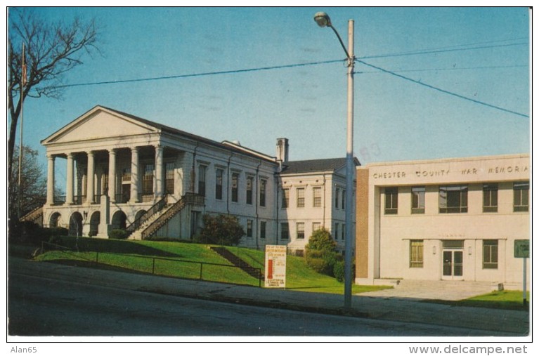 Chester SC South Carolina, County Courthouse &amp; War Memorial, c1960s/70s Vintage Postcard