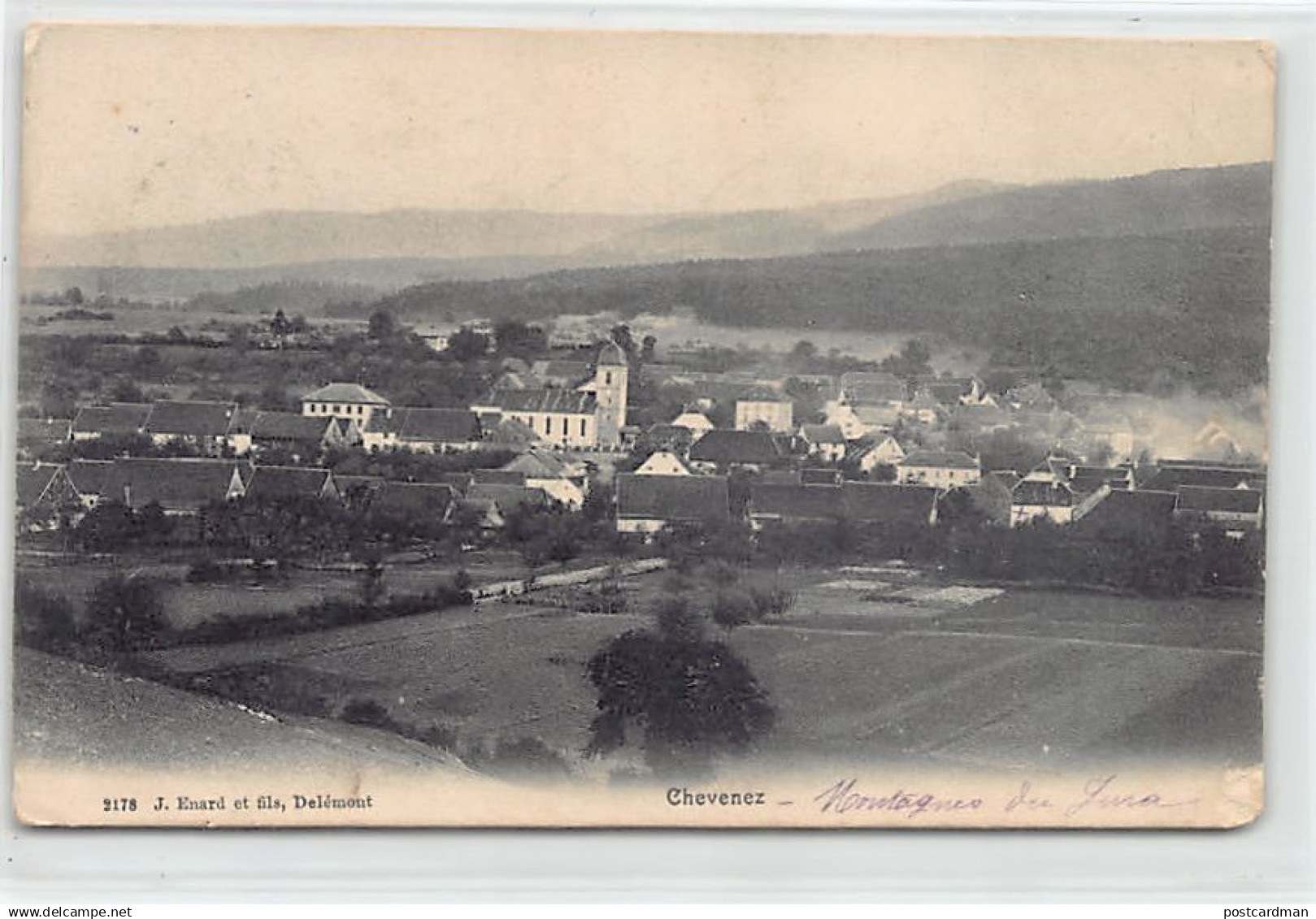 CHEVENEZ (JU) Vue générale - Montagnes du Jura- carte endommagée, voir Scan - Ed. J. Enard et fils 2178