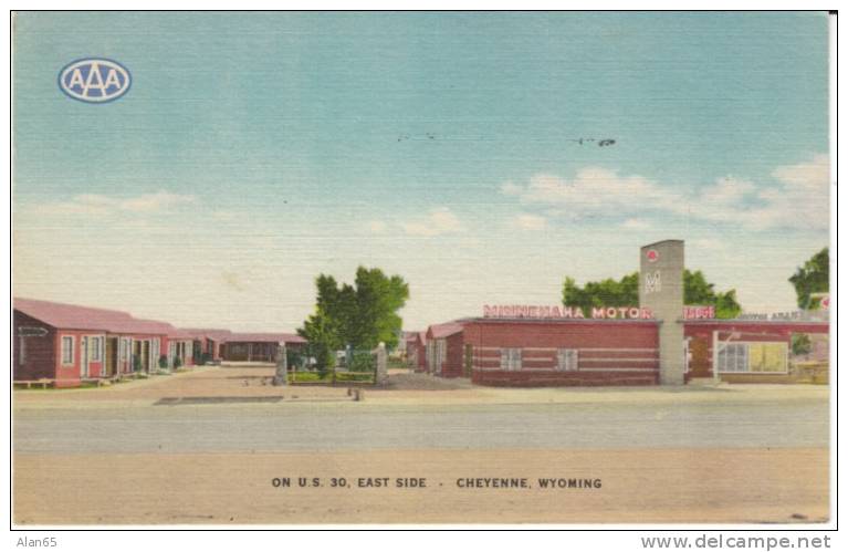 Cheyenne WY Wyoming, Minnehaha Motor Lodge, Motel Lodging, c1940s/50s Vintage Linen Postcard