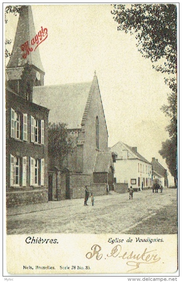 Chièvres. Eglise de Vaudignies. Publicité : Maggi Potages.