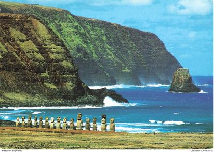 CHILI - Rapa Nui Isla de Pascua - Hermosa vista de la caleta Hanga Hotuiti - Carte postale grand format moderne