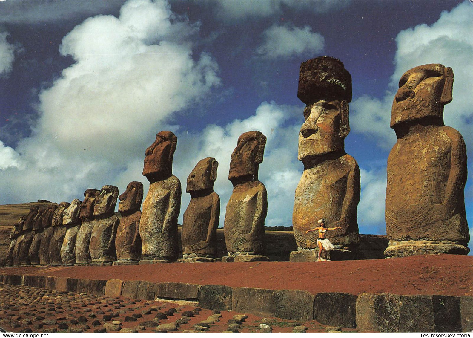 CHILI - Rapa Nui Isla de Pascua - Ahu Tongariki - Carte postale grand format moderne