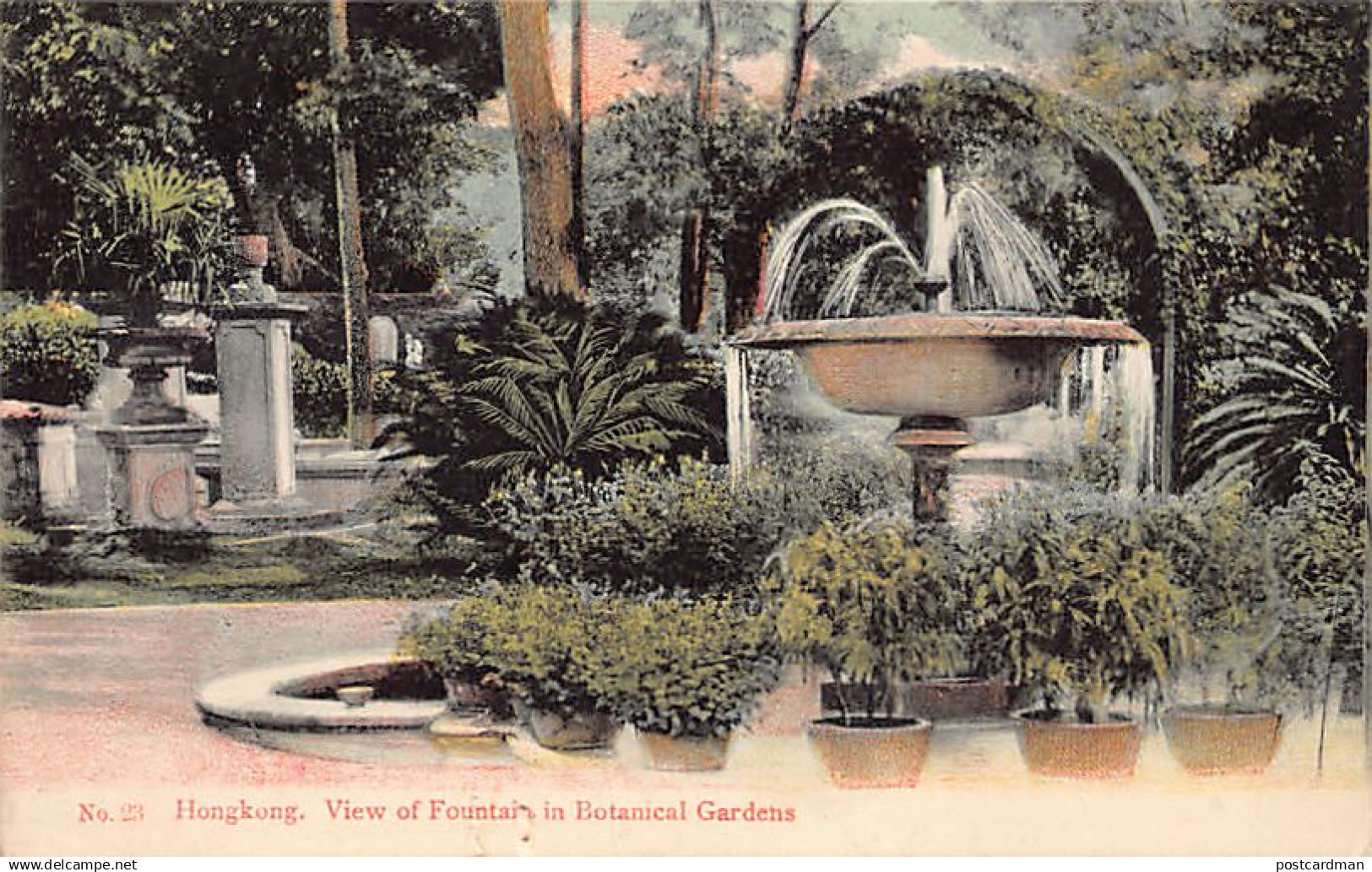 China - HONG KONG - View of fountain in Botanical Gardens - Publ. The Hong Kong Pictorial Postcard Co.