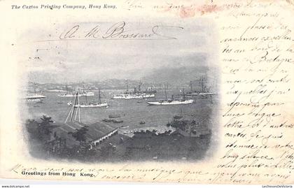 Chine - Hong Kong - Greeting from Hong Kong - Bateau - Mer - Carte Postale Ancienne
