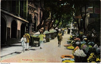 PC CHINA, HONGKONG, FLOWERMARKET, VINTAGE POSTCARD (b1478)