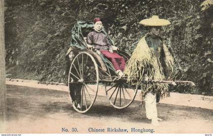 PC CHINA, HONGKONG, CHINESE RICKSHAW, Vintage Postcard (b21396)