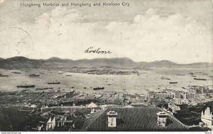 PC HONG KONG CHINA HONG KONG HARBOUR KOWLOON CITY, Vintage Postcard (b58365)