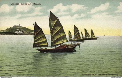 china, MACAU MACAO 澳門, Chinese Junks off Macao (1910s) Postcard