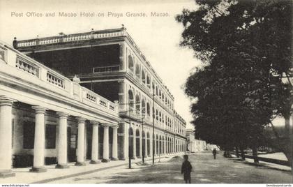 china, MACAU MACAO 澳門, Praya Grande, Post Office, Macao Hotel (1910s) Postcard