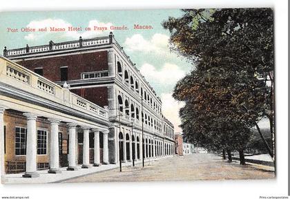 CPA Chine Macao Post Office and Macao Hôtel on Praya Grande